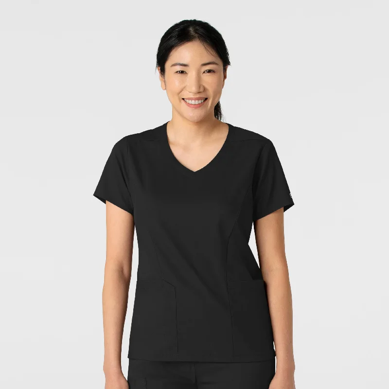 Women’s cardigan tops for cozy layering -Boundless Women's 2-Pocket V-Neck Scrub Top - Black