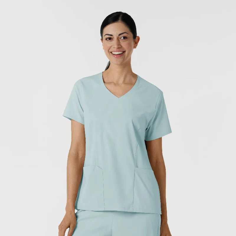 Women’s jersey tops for comfortable wear -Boundless Women's 2-Pocket V-Neck Scrub Top - Sky Blue