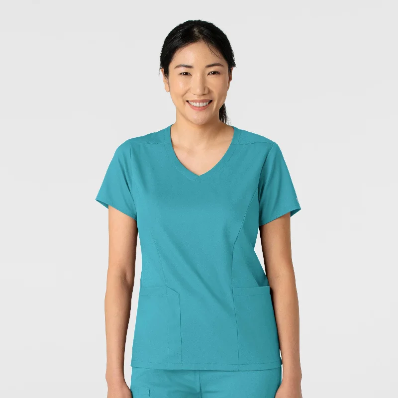 Women’s off-the-shoulder tops for chic appearance -Boundless Women's 2-Pocket V-Neck Scrub Top - Teal