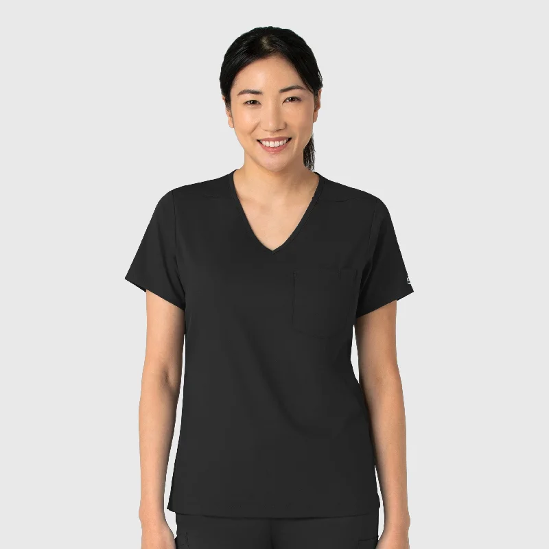 Women’s cropped tops for trendy look -Boundless Women's Tuck-In Scrub Top - Black