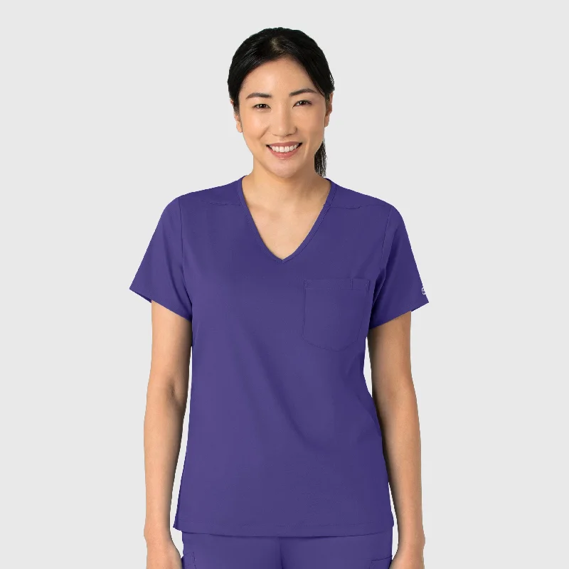 Women’s oversized button-down tops for trendy fashion -Boundless Women's Tuck-In Scrub Top - Grape