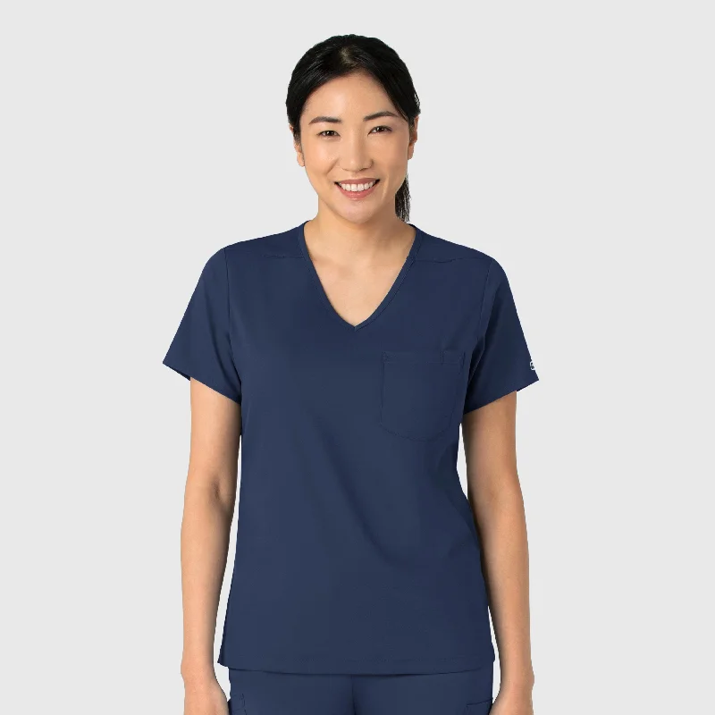 Women’s draped tops for elegant drape -Boundless Women's Tuck-In Scrub Top - Navy