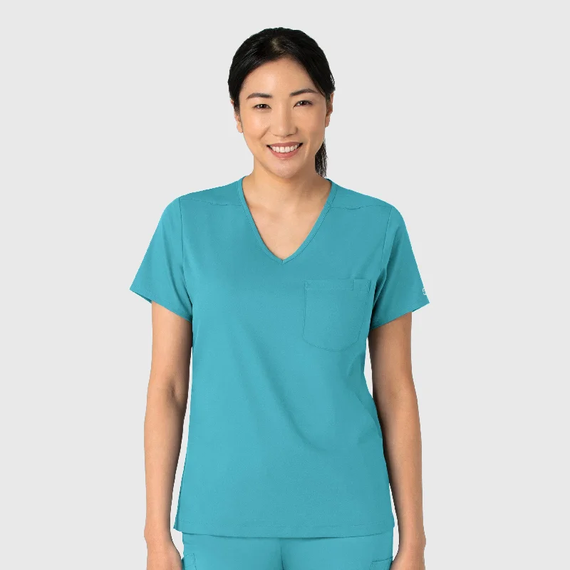 Women’s sweater tops for cozy warmth -Boundless Women's Tuck-In Scrub Top - Teal