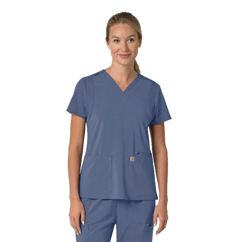 Women’s chiffon tops for airy feel -Carhartt Force Cross-Flex Women's Flex Panel V-Neck Scrub Top - Riverside