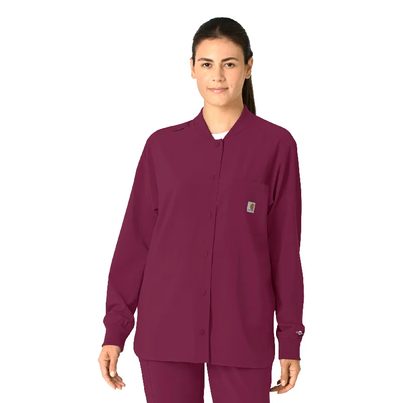 Women’s fleece hoodie tops for casual comfort -Carhartt Force Cross-Flex Women's Shirt Jacket - Wine