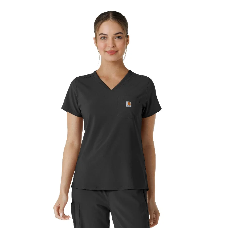 Women’s cashmere tops for luxurious warmth -Carhartt Force Cross-Flex Women's Tuck-In Scrub Top - Black