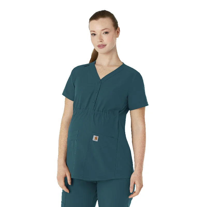 Women’s hoodie tops for casual comfort -Carhartt Force Essentials Women's Henley Maternity Scrub Top - Caribbean