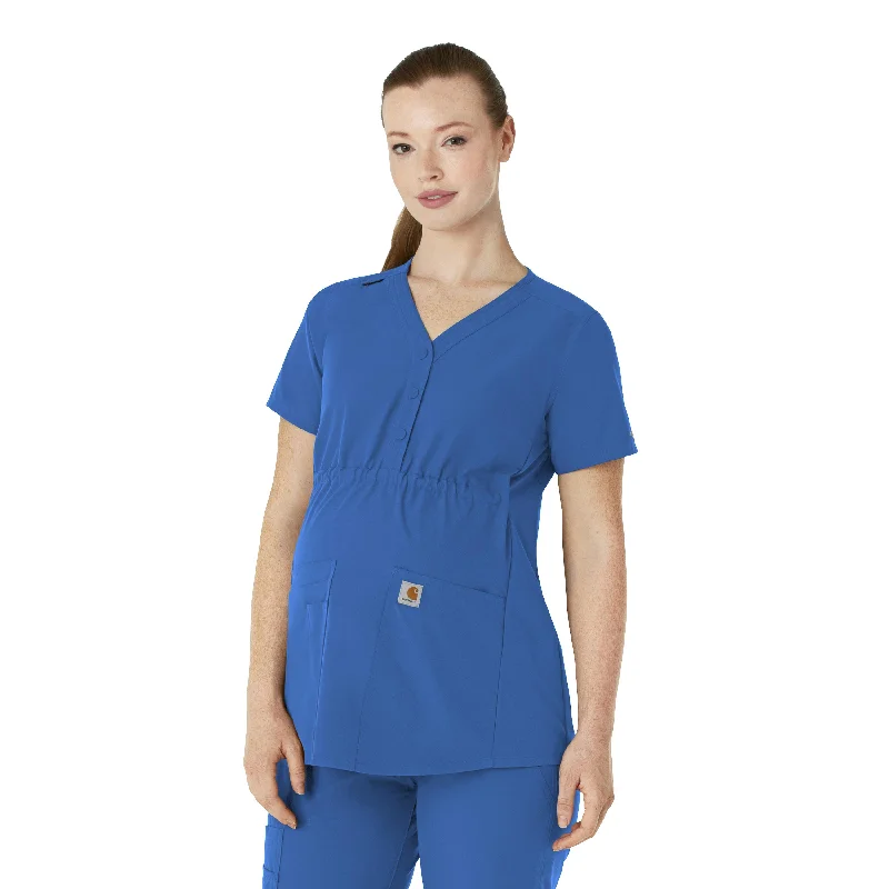 Women’s thermal tops for cold weather -Carhartt Force Essentials Women's Henley Maternity Scrub Top - Royal