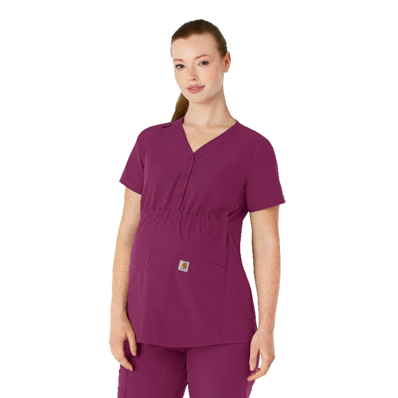 Women’s sweatshirt tops for casual wear -Carhartt Force Essentials Women's Henley Maternity Scrub Top - Wine