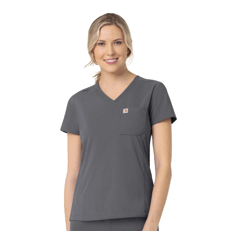 Women’s cami tops for layering style -Carhartt Rugged Flex Peak Women's Tuck-In Scrub Top - Pewter