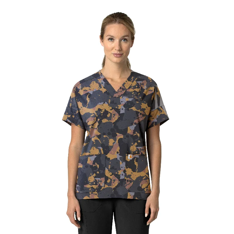 Women’s bandage tops for figure-flattering fit -Carhartt Women's Oversized V-Neck Scrub Top - Painter's Camo