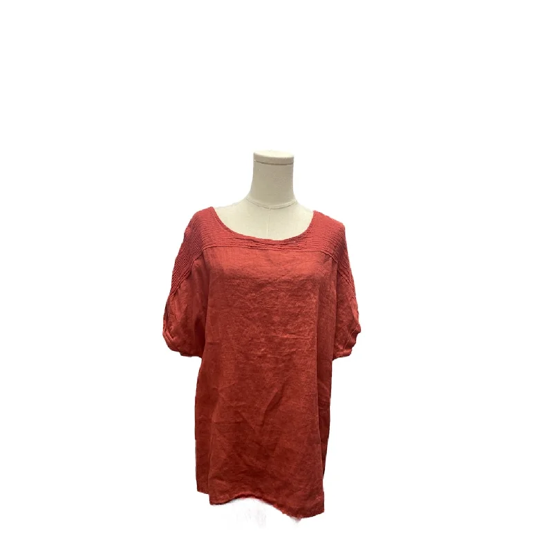 Women’s cold shoulder tops for trendy style -Lungo L'Arno Womens Linen Blouse Red 2X