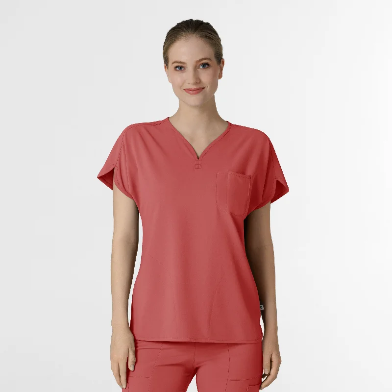 Women’s smocked tops for textured fit -RENEW Women's Dolman Scrub Top - Mineral Red