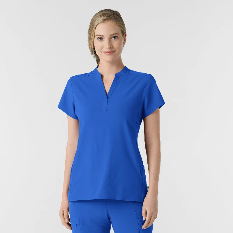 Women’s fleece-lined tops for added warmth -RENEW Women's Mandarin Collar Scrub Top - Royal