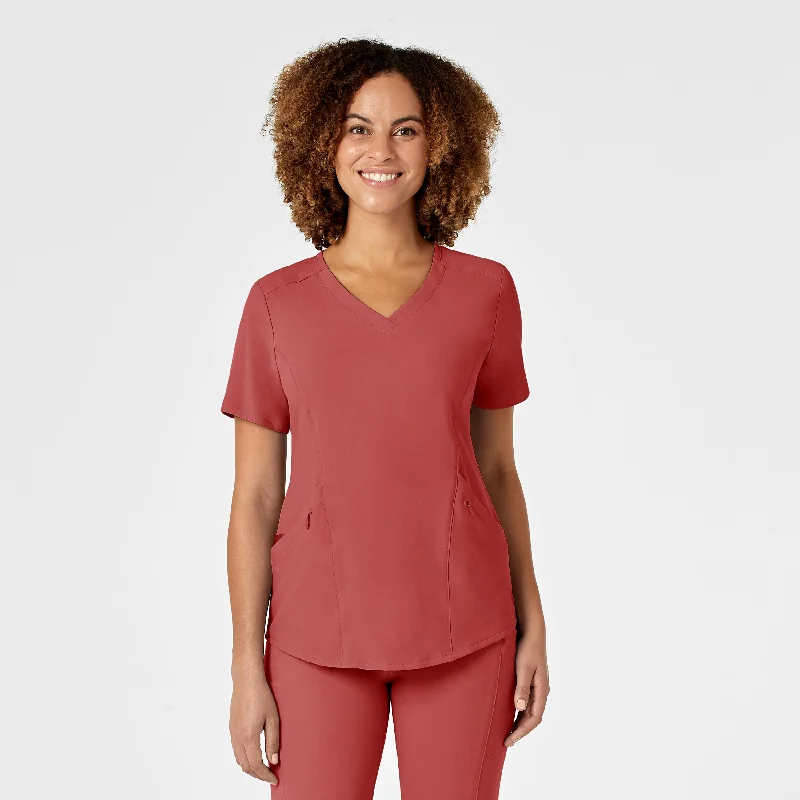 Women’s sweat tops for comfy wear -RENEW Women's V-Neck Scrub Top - Mineral Red