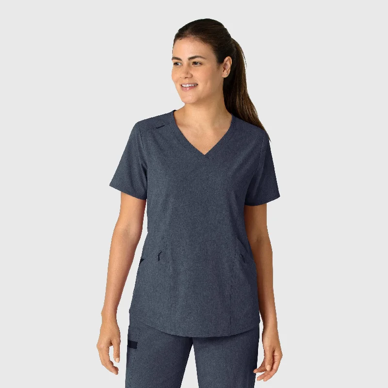 Women’s mock neck tops for chic warmth -RENEW Women's V-Neck Scrub Top - Navy Heather