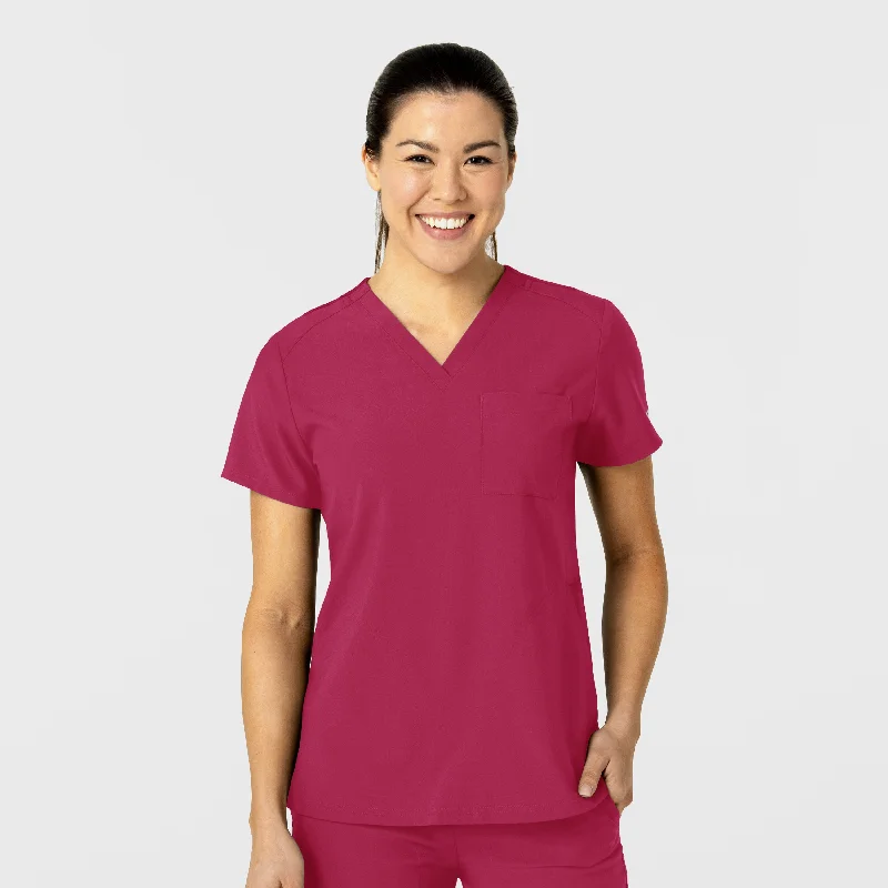 Women’s t-shirt tops for relaxed fashion -W123 Women's Flex-n-Reach V-Neck Scrub Top - Viva Magenta