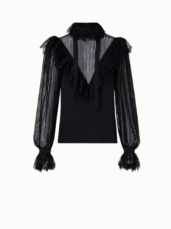 Women’s cashmere tops for luxurious warmth -Silk Crêpe and Lace Blouse