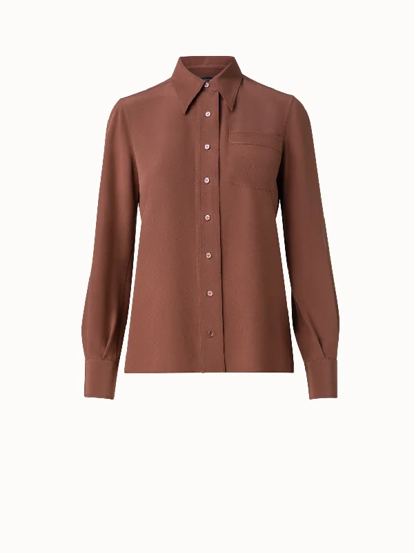 Women’s zip-up tops for easy layering -Silk Crêpe Blouse