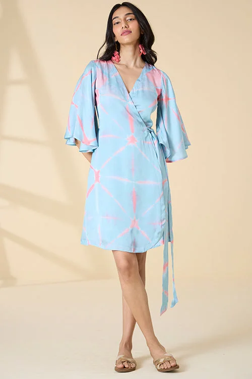 Women’s wraparound dresses for versatile wear -Okhai "Athens" Tie-and-Dye Modal Silk Wrap Dress