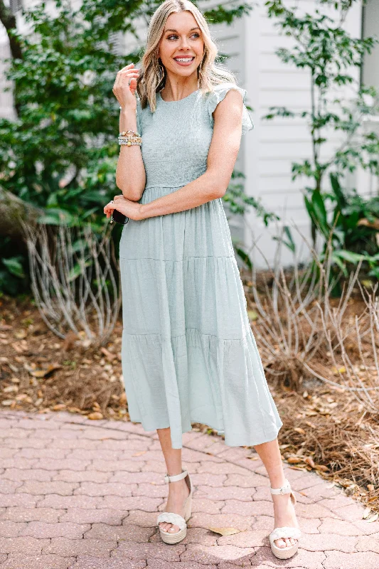 Women’s pleated cocktail dresses for chic occasions -Learn From The Best Light Mint Green Smocked Dress